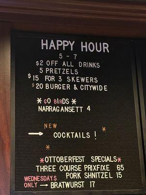 Happy hour menu