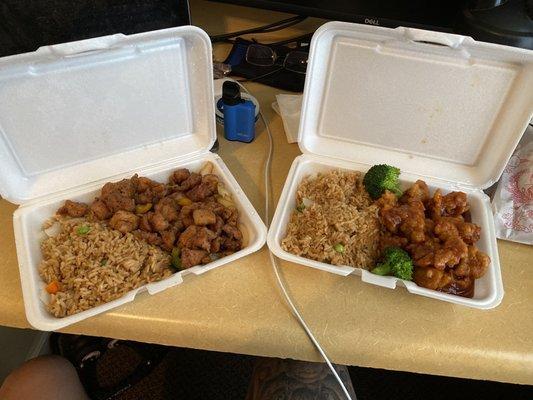 L: pepper chicken R: General Gaos