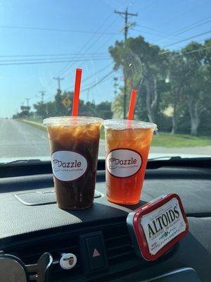 The $1 & $2 deals for coffee, teas and snow cones.  Add syrups at extra charge