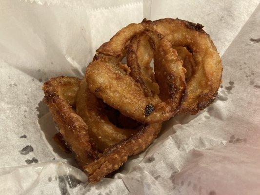 Onion rings were just a little over done.