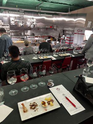 Back row view of tasting room while being seated