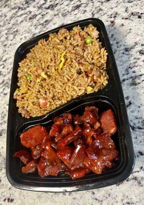 Pork fried rice with Bar-B-Q Boneless Spare Ribs