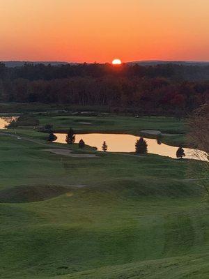 Golf course at sunset