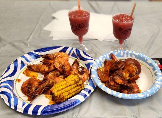 Spicy Shrimp and one of my famous Berry Daiquiris.