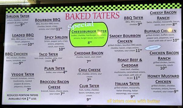 Tater menu