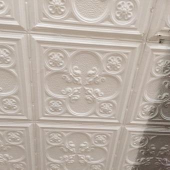 The original, refurbished ceiling.