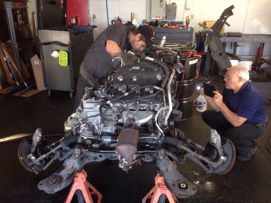 Looking over the motor/transaxle assembly.  This Buick is getting a new motor