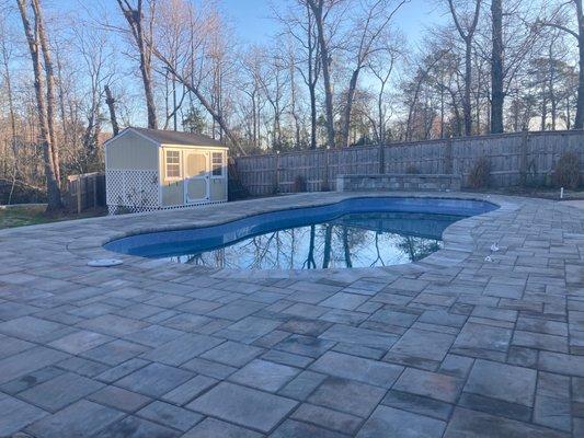 Hardscape install around pool