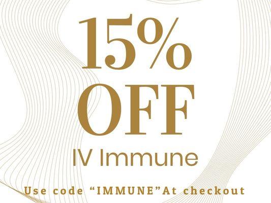 Use code Immune for 15% off Immune IV infusion!