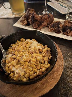 corn cheese and soy garlic wings