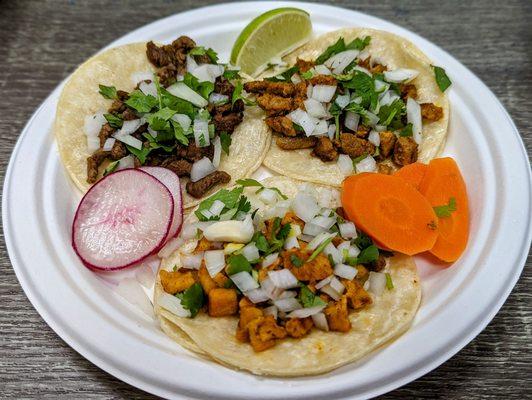 Chicken, beef, and spicy pork