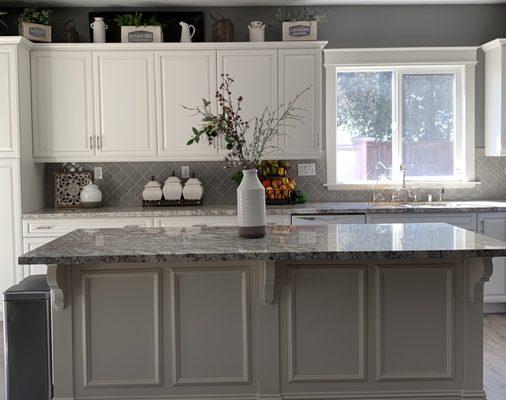 Installed granite in kitchen