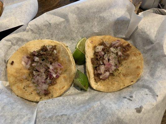 Street tacos. They were fantastic, onions were subtle, meat had great flavor. Will definitely order again!