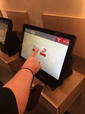 Touch screen used to place your order at the BistrOH! at the James Cancer Hospital. Meals and grilled sandwiches made to order.