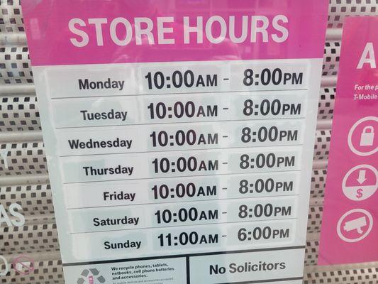 Store hours.