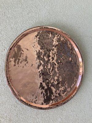 After picture:  Copper tray repaired and polished by Colonial Brass.