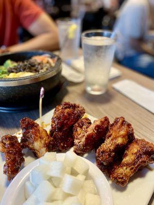 Korean BBQ wings with pickled radish