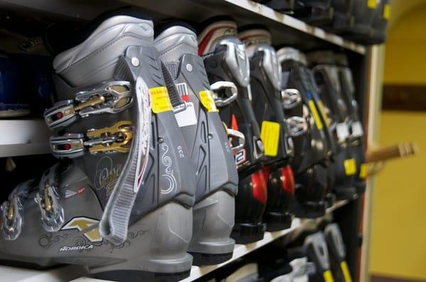 Ski boots in our Vail ski rental location.