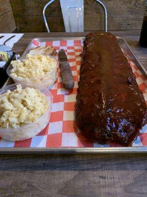 Rack of ribs, Mac n cheese and loaded Nachos