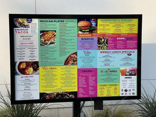 Drive thru menu