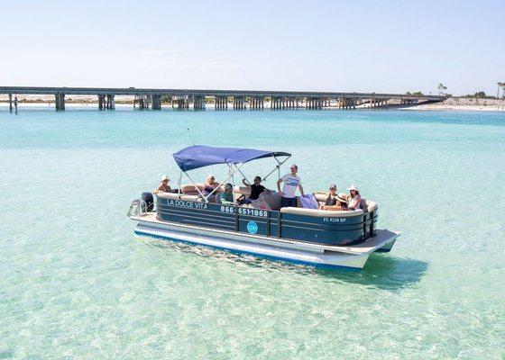 Enhance your boat day to Crab Island with La Dolce Vita's pontoon rentals! Limited time only, save 20% on pontoon rentals. Code: LDVBOATDAY