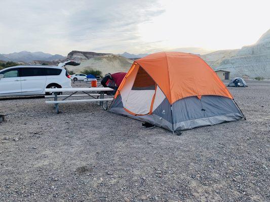 Each campsite had a tent. First come first serve.