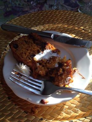 Pumpkin oat chocolate chip bread with maple cream cheese