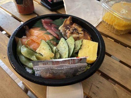 Salmon, Tuna, Eel White Rice Chirashi