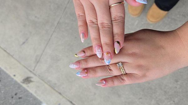 3D nail art on full GelX set