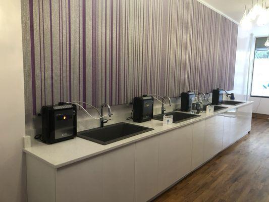 Feel the energy at hydration stations filling station with the exquisite touch of purple and silver