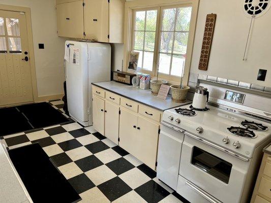 Kitchen of one of the "bathtub row" homes.