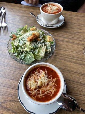 Tomato basil soup with ceaser salad