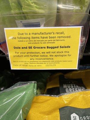 There was no arugula because of the recall. Good to know!