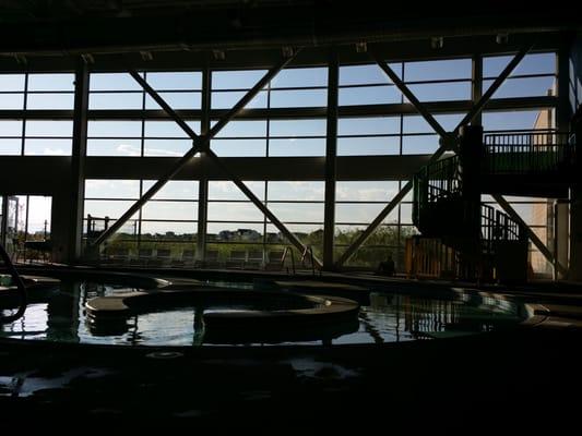 Eating area right outside the pool