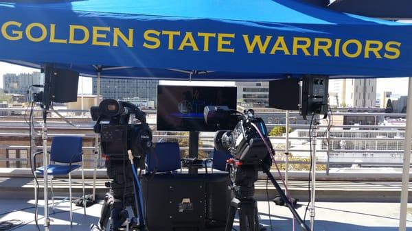 Our studio set for the NBA's own Golden State Warriors, overlooking scenic downtown Oakland