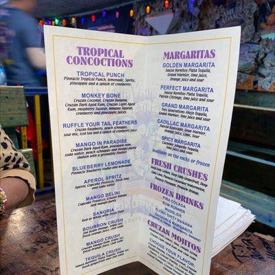 Drink menu