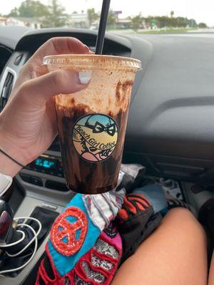 java chip iced latte with dark chocolate