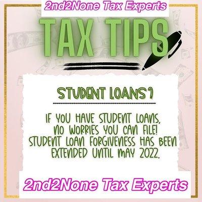 Still need time w/your student loans? You got it! Loan forgiveness has been extended. 
File with us today! info@2nd2nonetaxexperts.com