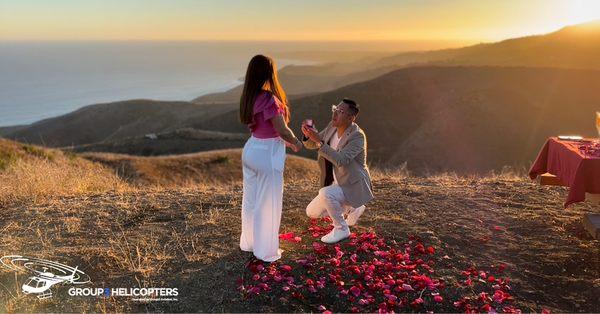 Marriage proposal with beautiful sunset views