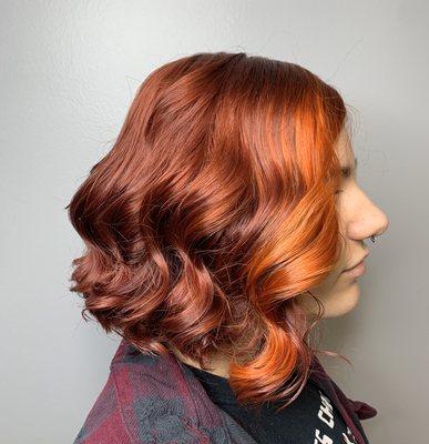 Vibrant color and cut by fashion color specialist Delia!