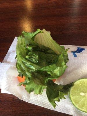 Old Lettuce that was put in my sons's hamburger.