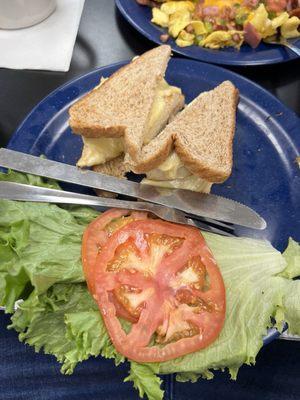 Kids chicken sandwich with the sauce and toppings on the side.