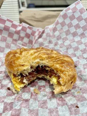 Breakfast Sandwich - Bacon, egg and cheese on a croissant was actually pretty good! I'd get it again with a donut or two..