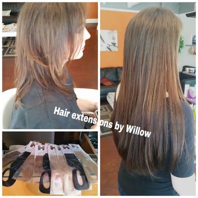 Extensions by Willow  Gentle, long-lasting, hair extensions.  Gotta love a gal with long hair!