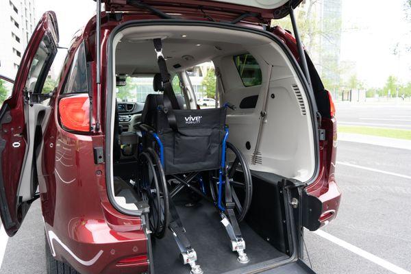 Room for 2 full size wheelchairs with rear entry