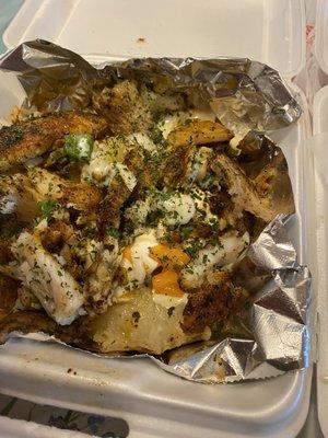 Grilled catfish  loaded baked potato