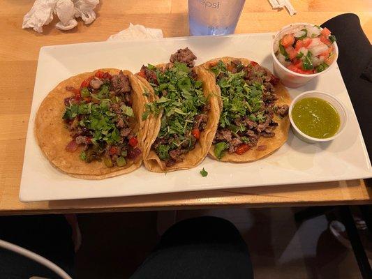 Delicious steak street tacos.