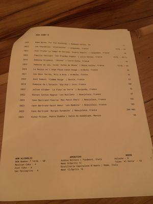 Wine menu