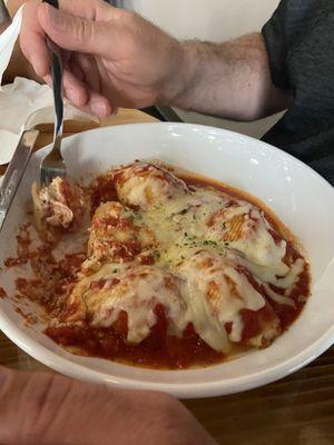 Stuffed shells... tender & cheesy.  Comfort food!