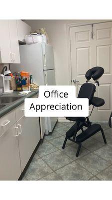 Massage is great for employee appreciation in the office...